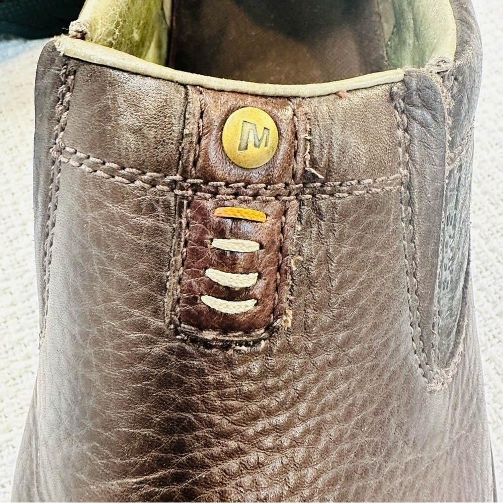 Merrell Shoes Slip On Loafers Mens US 11.5 Brown Leather Comfort Casual Shoes - Picture 4 of 10